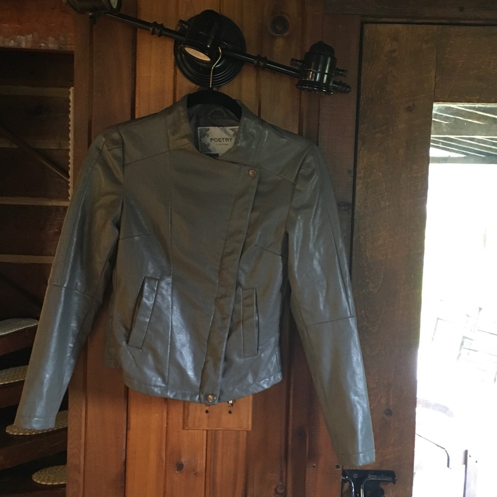 Poetry Women's Sleek Gray Leather Jacket